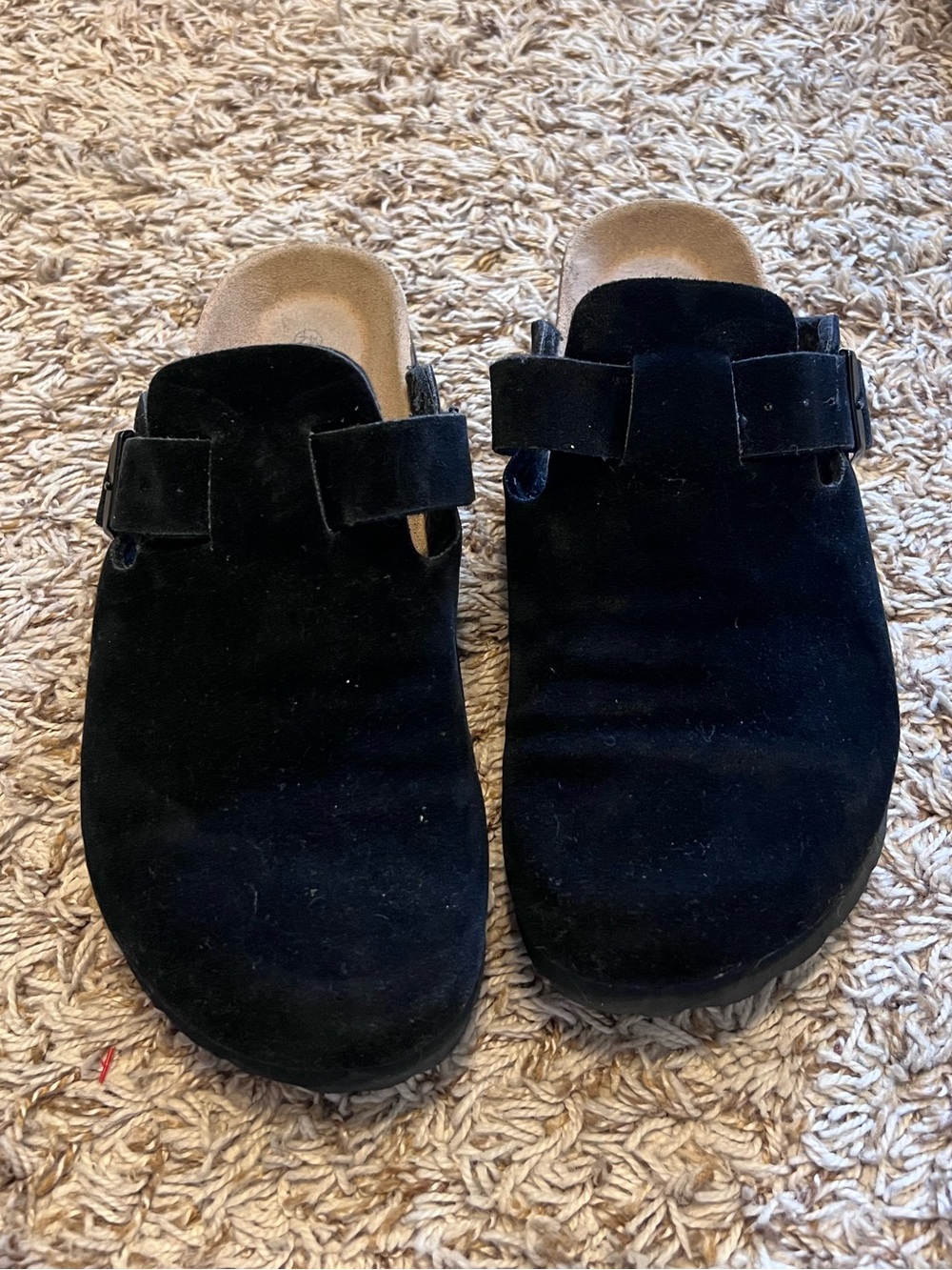 KIDMI Black Suede Style Clogs Mules Slip On Sandals Buckle Women’s 46/13.5-14